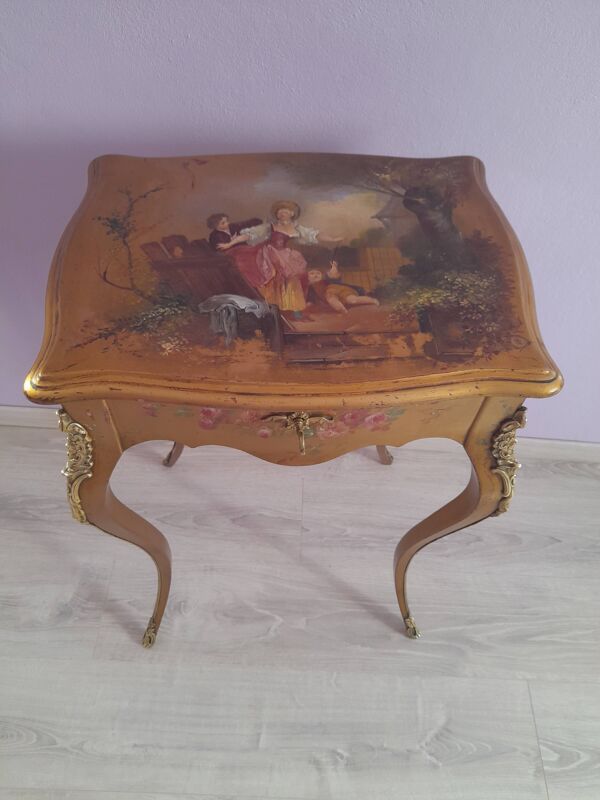 Table travailleuse en bois doré d'époque 19ème siècle