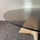 Vintage coffee table in travertine and smoked glass 70s