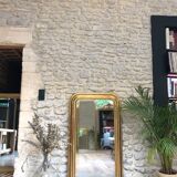 Louis-Philippe pearl mirror, presence gilding with gold leaf, mercury ice 127cm/74,5cm