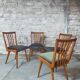 Dining room set, extendable table and 4 chairs, Czech vintage 19.