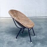 Wicker lounge chair in the style of Dirk Van Sliedregt for Rohé Noordwolde, Netherlands, 1960s.