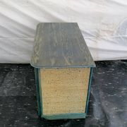 Maugrion chest of drawers in green and blue rattan