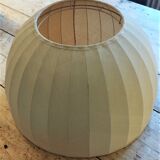 Hans Agne Jakobsson pendant lamp in chromed metal and silk lampshade, 60s