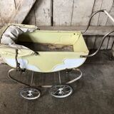 Stroller doll metal wheels hooded child's toy 50s vintage