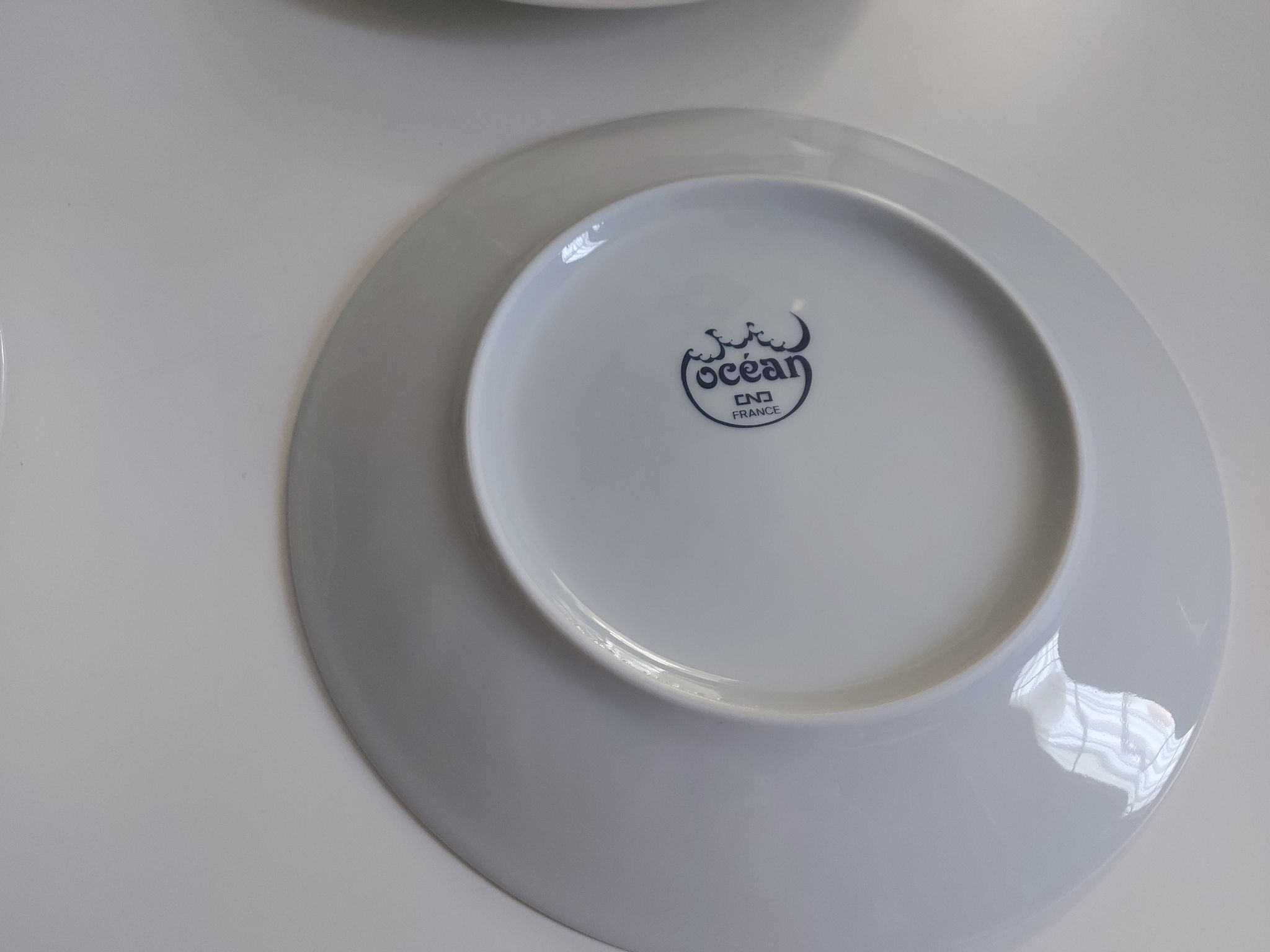 White porcelain plates vintage fish motif - ocean cnd france