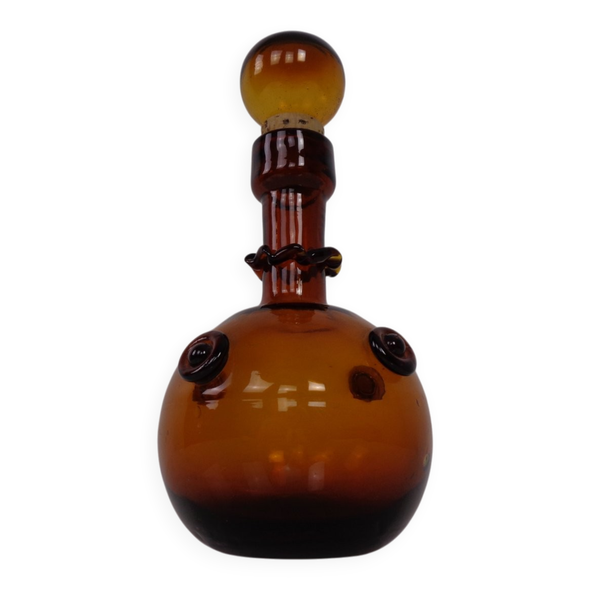 Italian amber glass decanter with stopper, 1960s