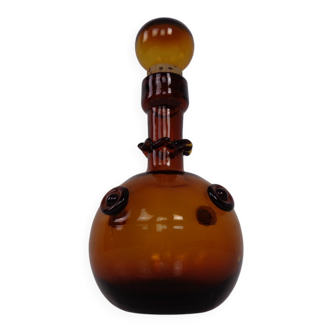Italian amber glass decanter with stopper, 1960s