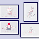 Illustration a4 naiade no. 2/8  bretagne baigneuse bleu