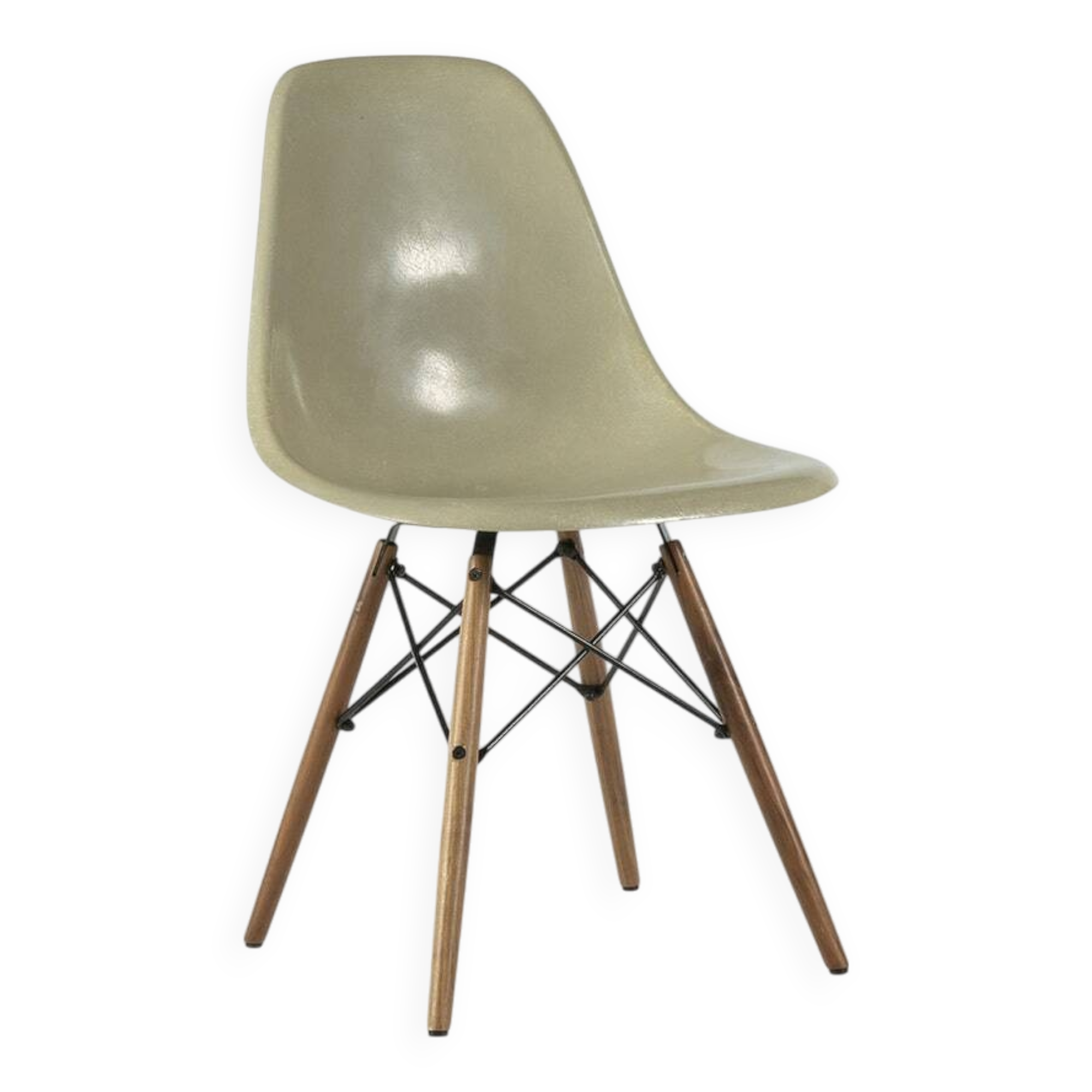 Chaise à coque latérale Eames DSW originale vintage gris jaune Vitra