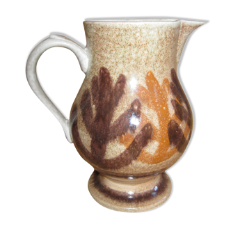 Pitcher in enamelled stoneware with hand decoration