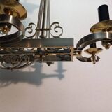 Important gilded brass chandelier circa 1940