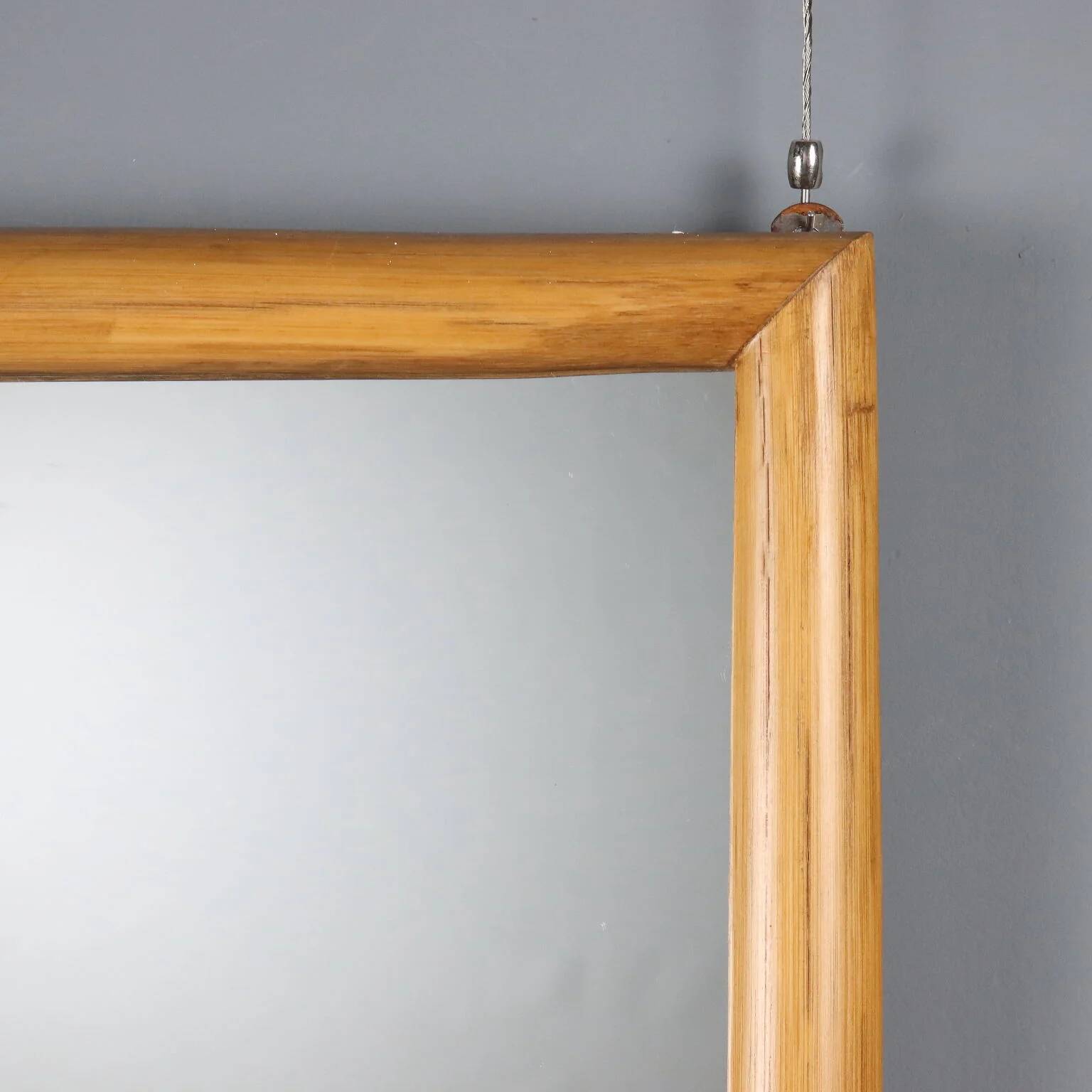 Vintage mirror with bamboo frame, Italian design, 1980s.