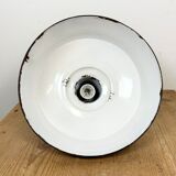 Industrial Black Enamel Factory Lamp with Cast Iron Top, 1950s