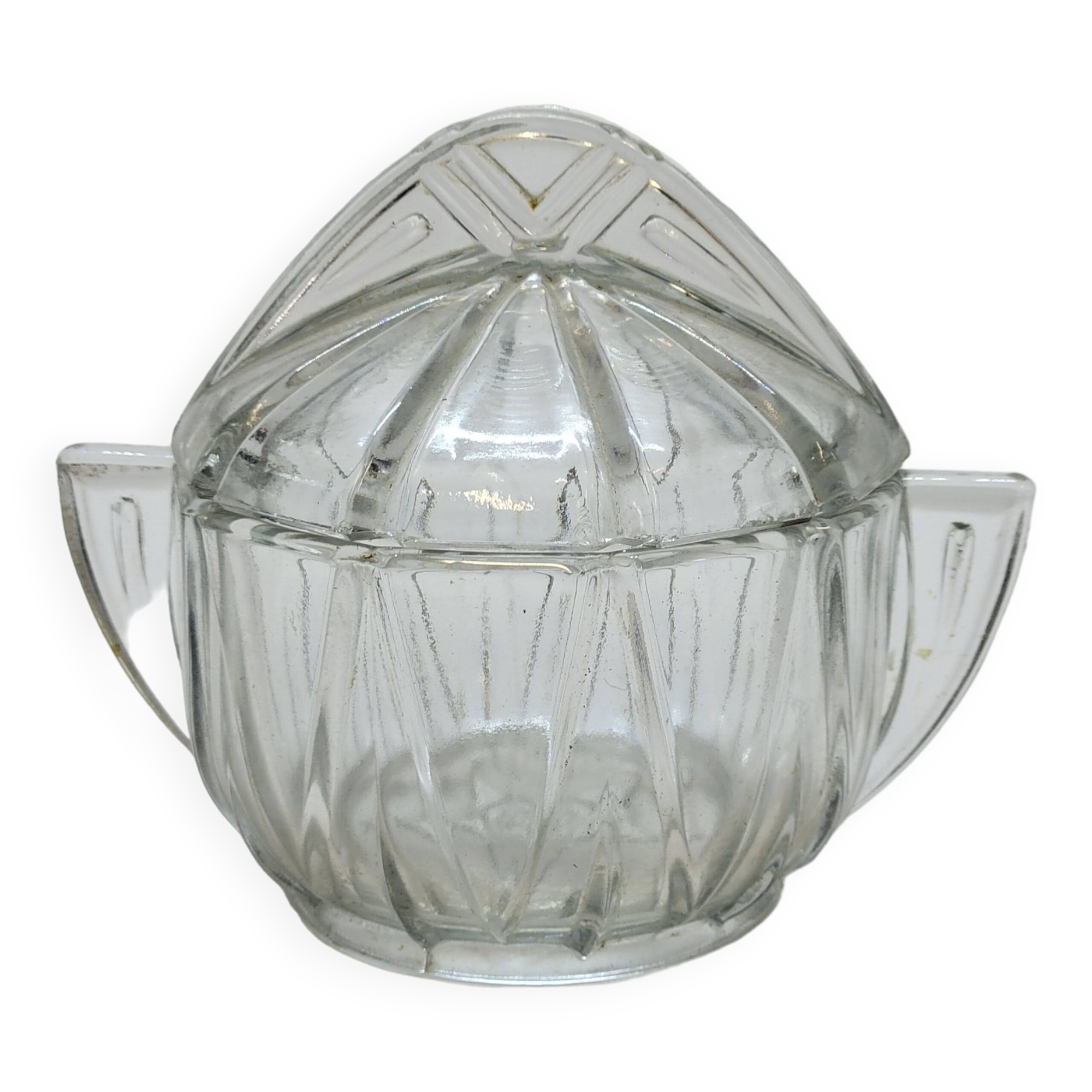 Art deco sugar bowl in molded pressed glass