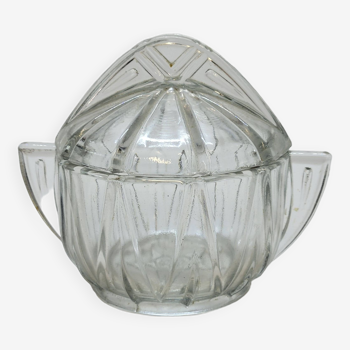 Art deco sugar bowl in molded pressed glass