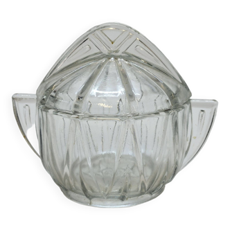 Art deco sugar bowl in molded pressed glass