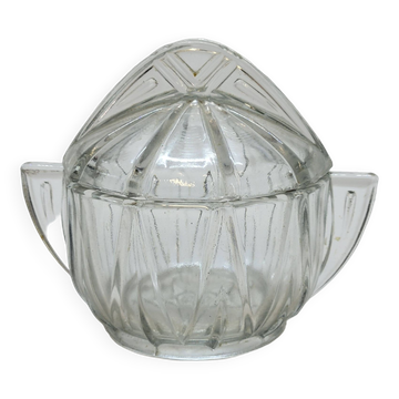 Art deco sugar bowl in molded pressed glass