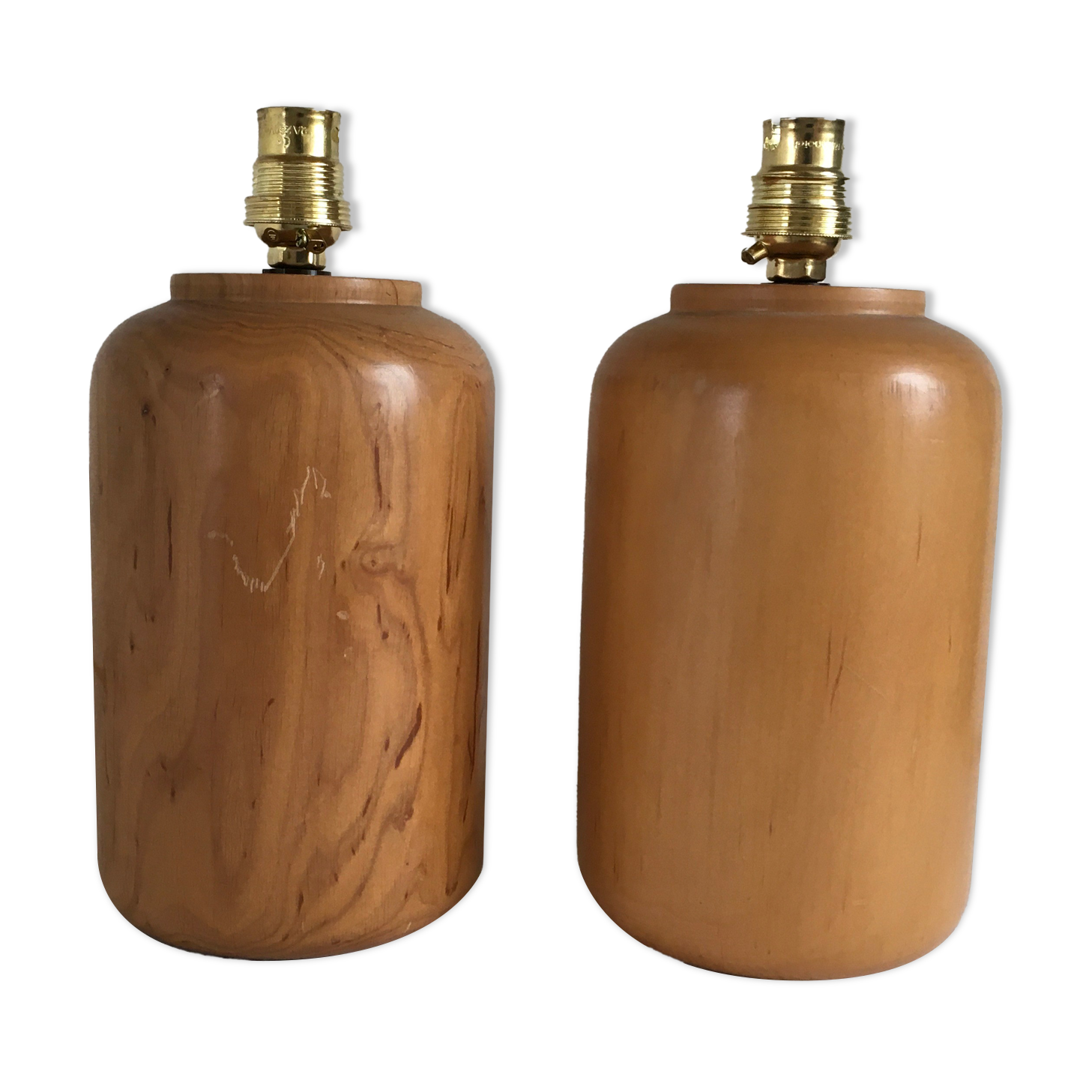 Pair of turned wooden bedside lamp legs