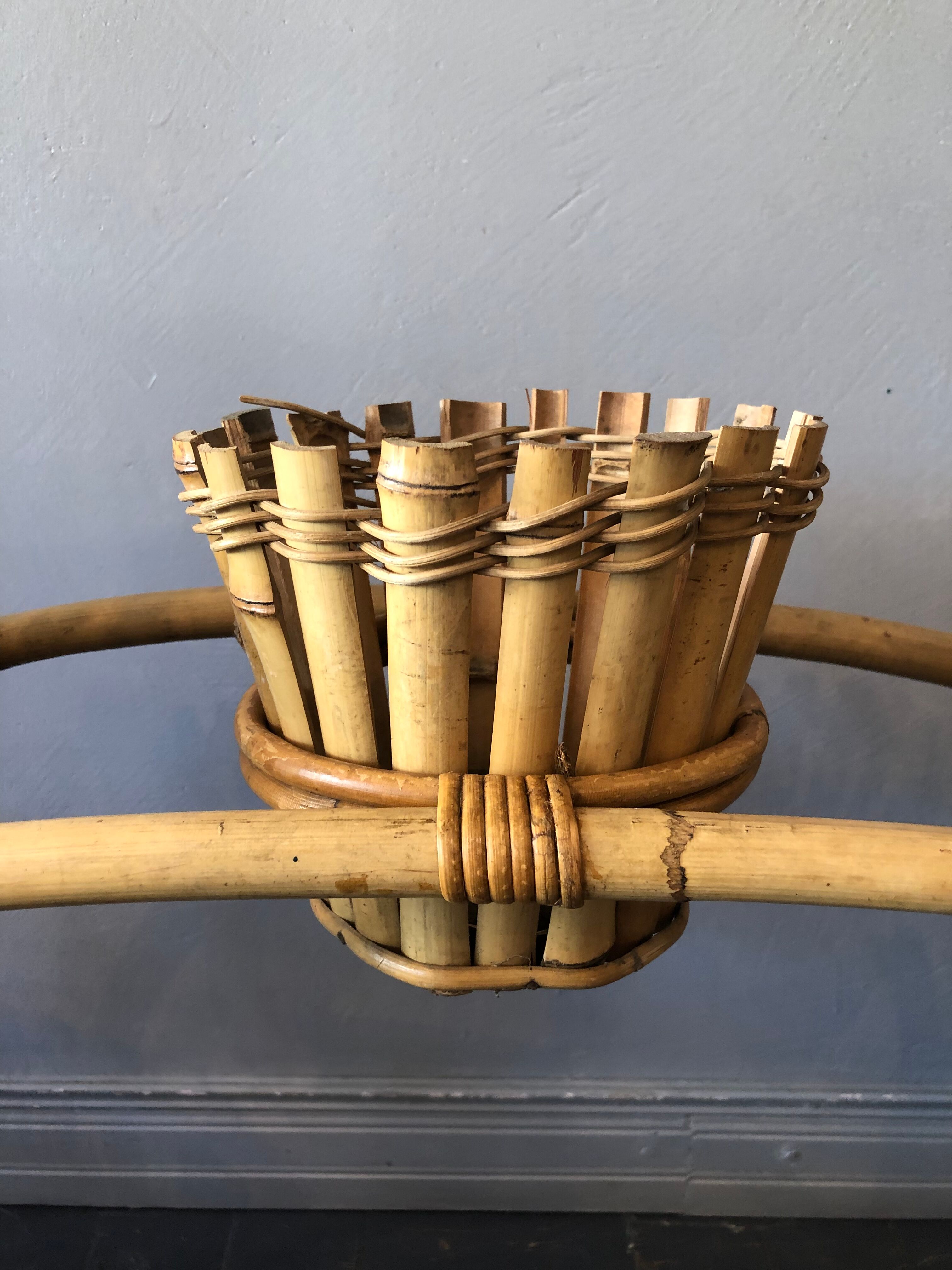 Rattan plant holder, 60s