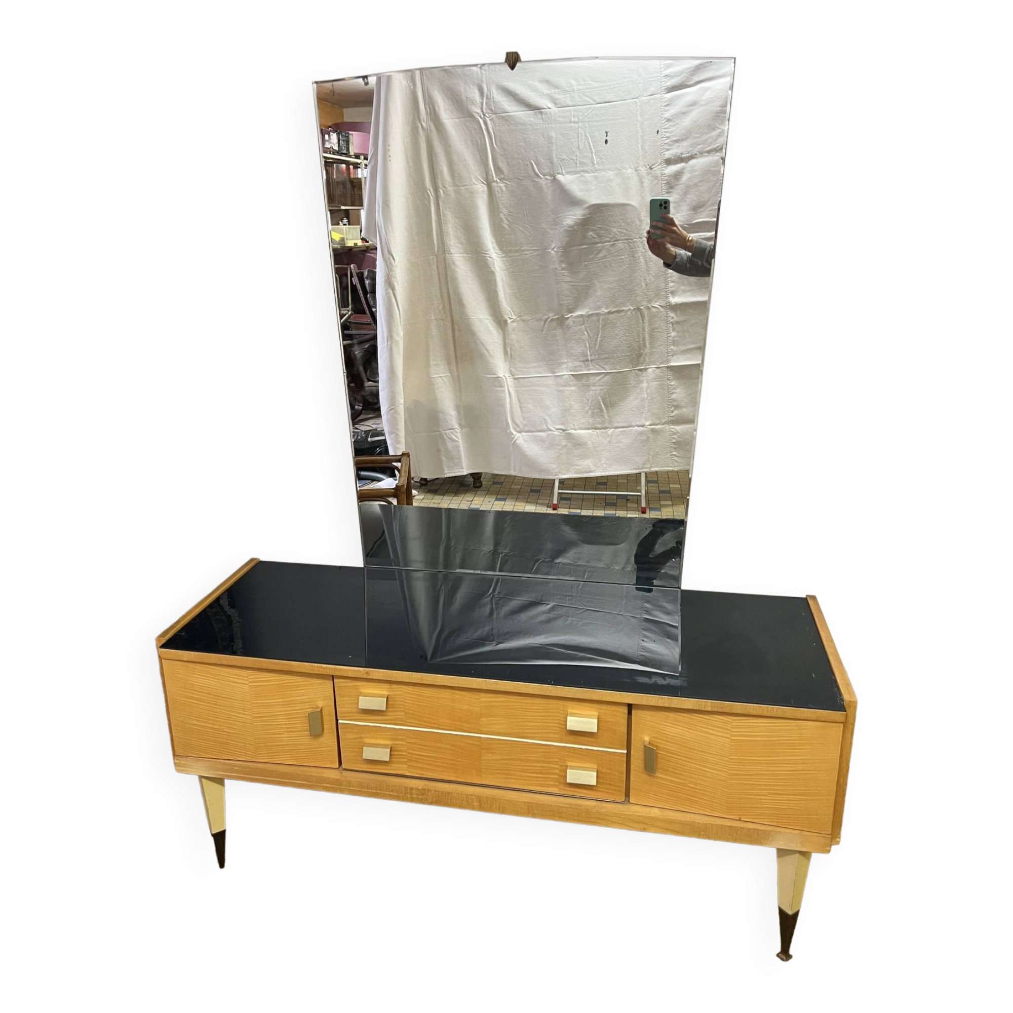 Vintage dressing table from the 50s in birch wood