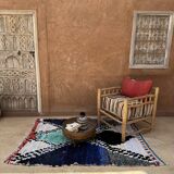 Colorful Boucherouite Berber rug - 133 x 188 cm