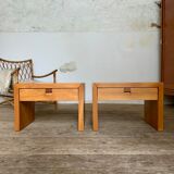 Vintage bedside tables in solid elm