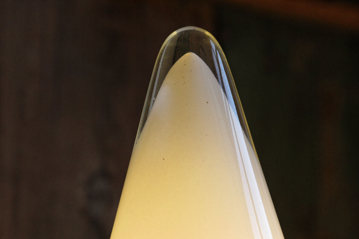 Teepee lamp conical in white glass. SCE France. 1980s