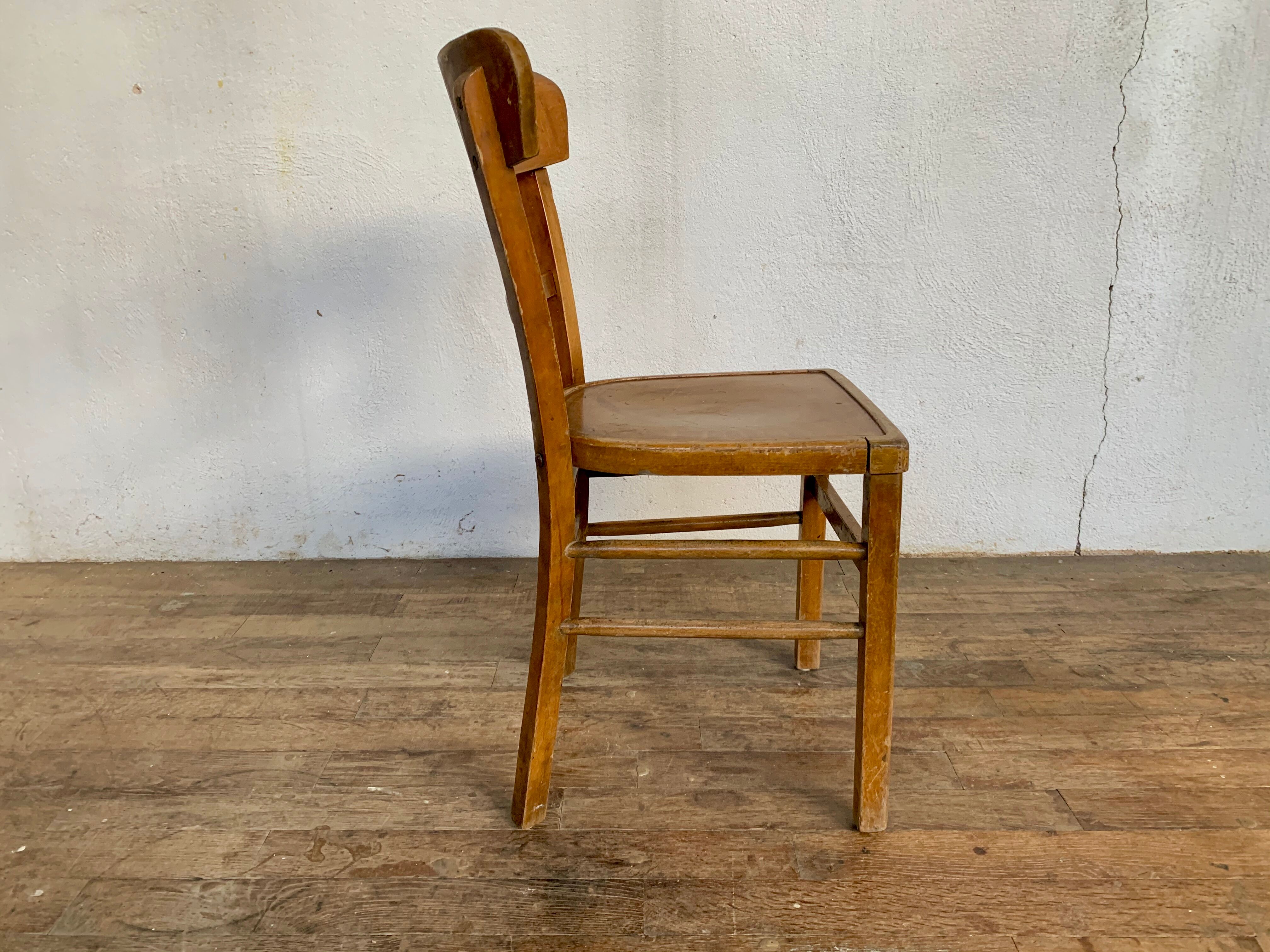 Series Lot of 8 chairs bistro Luterma in light wood Year 1950