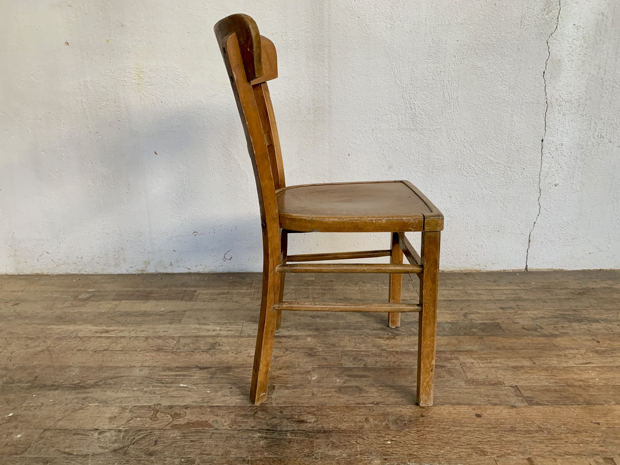 Series Lot of 8 chairs bistro Luterma in light wood Year 1950