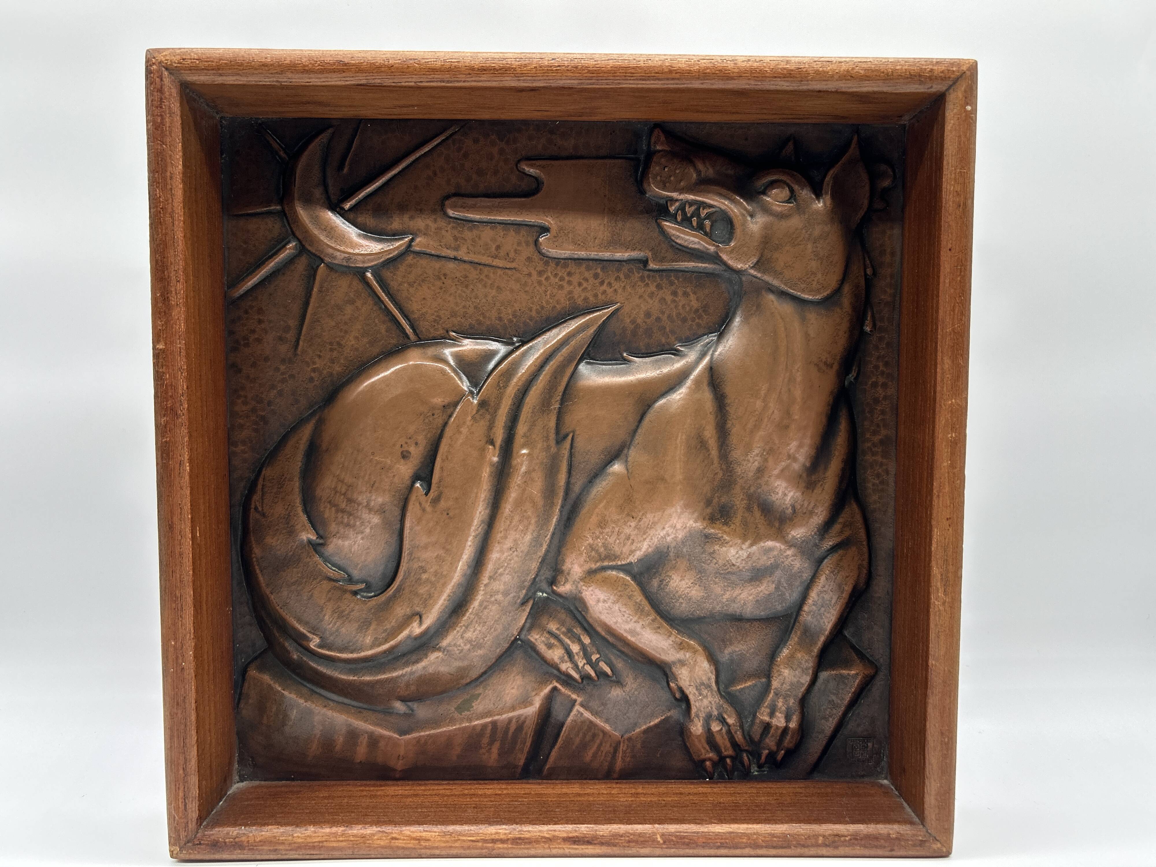 Art deco bas-relief in maredsous brasswork.
