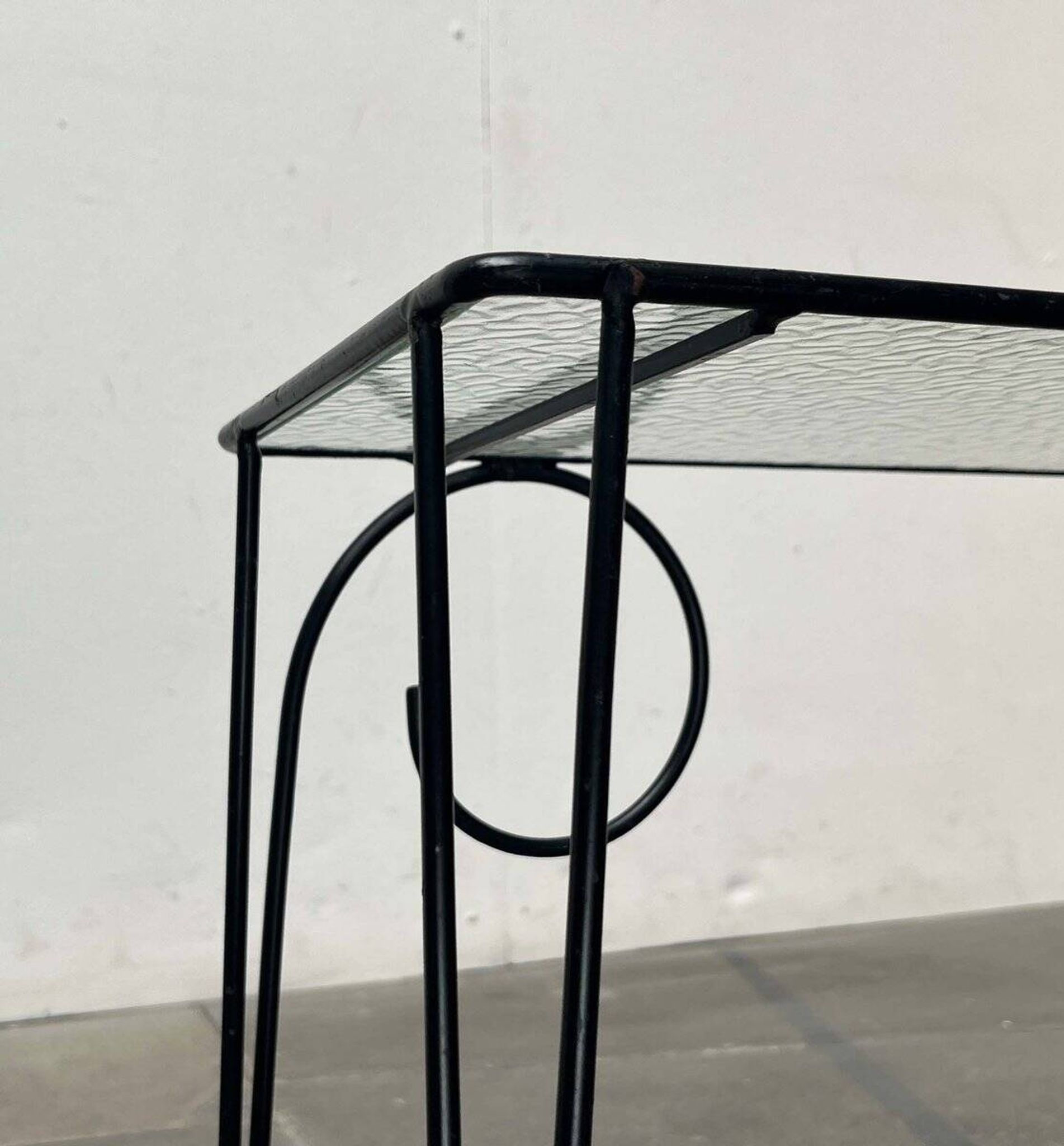 1960s Danish style glass side table String, mid-century.