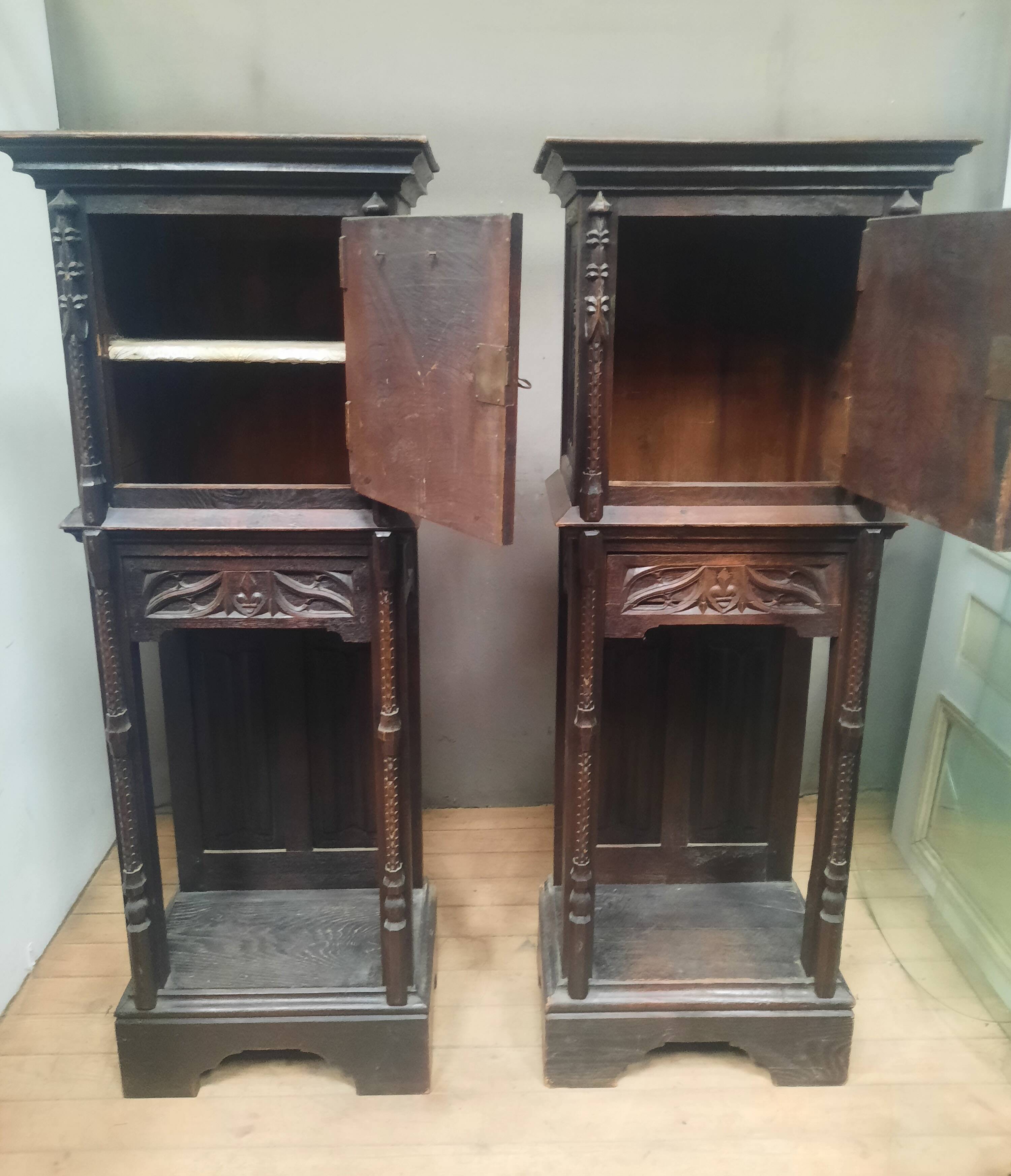 Pair of Gothic credenzas