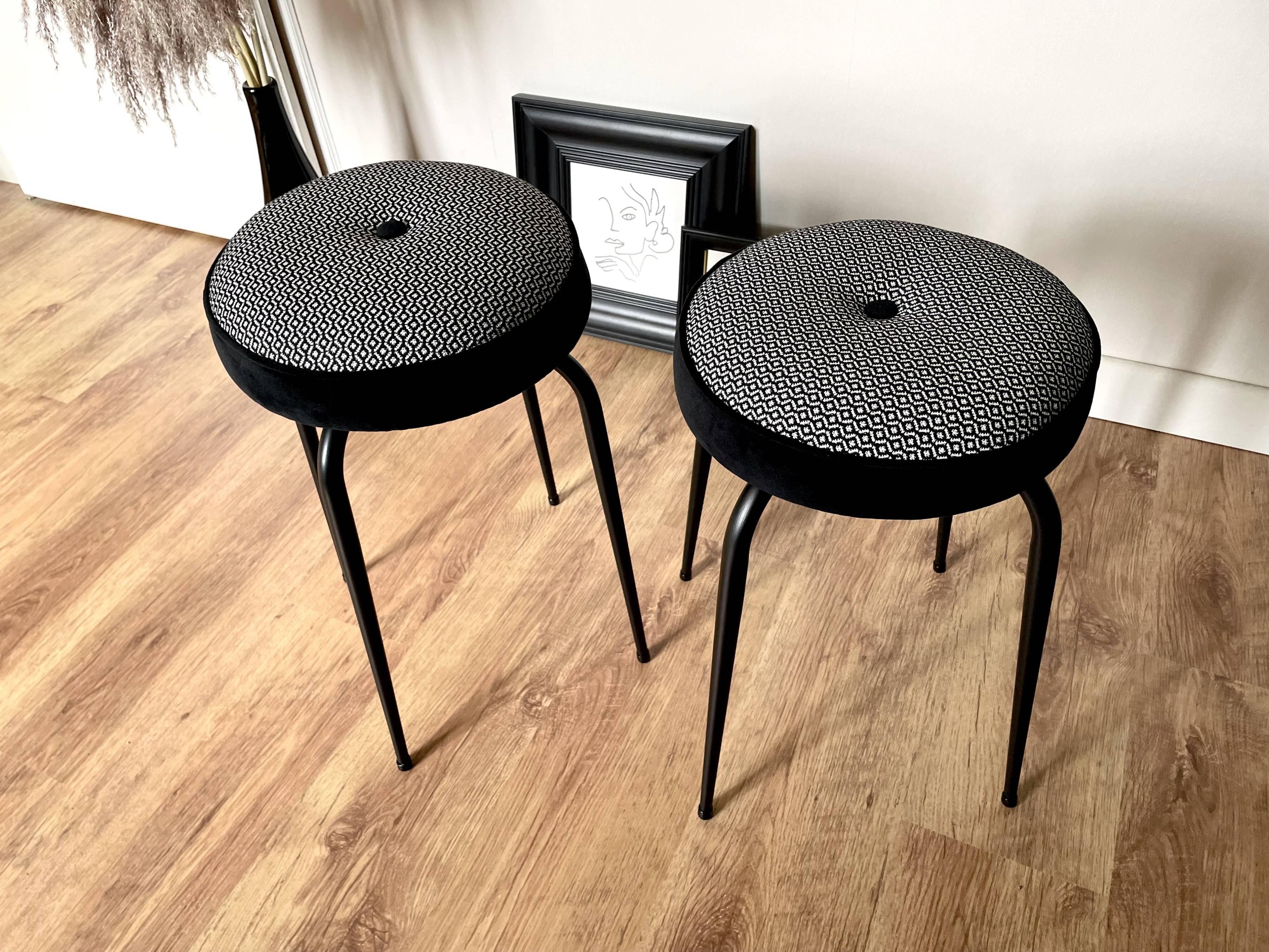 Black and white stools