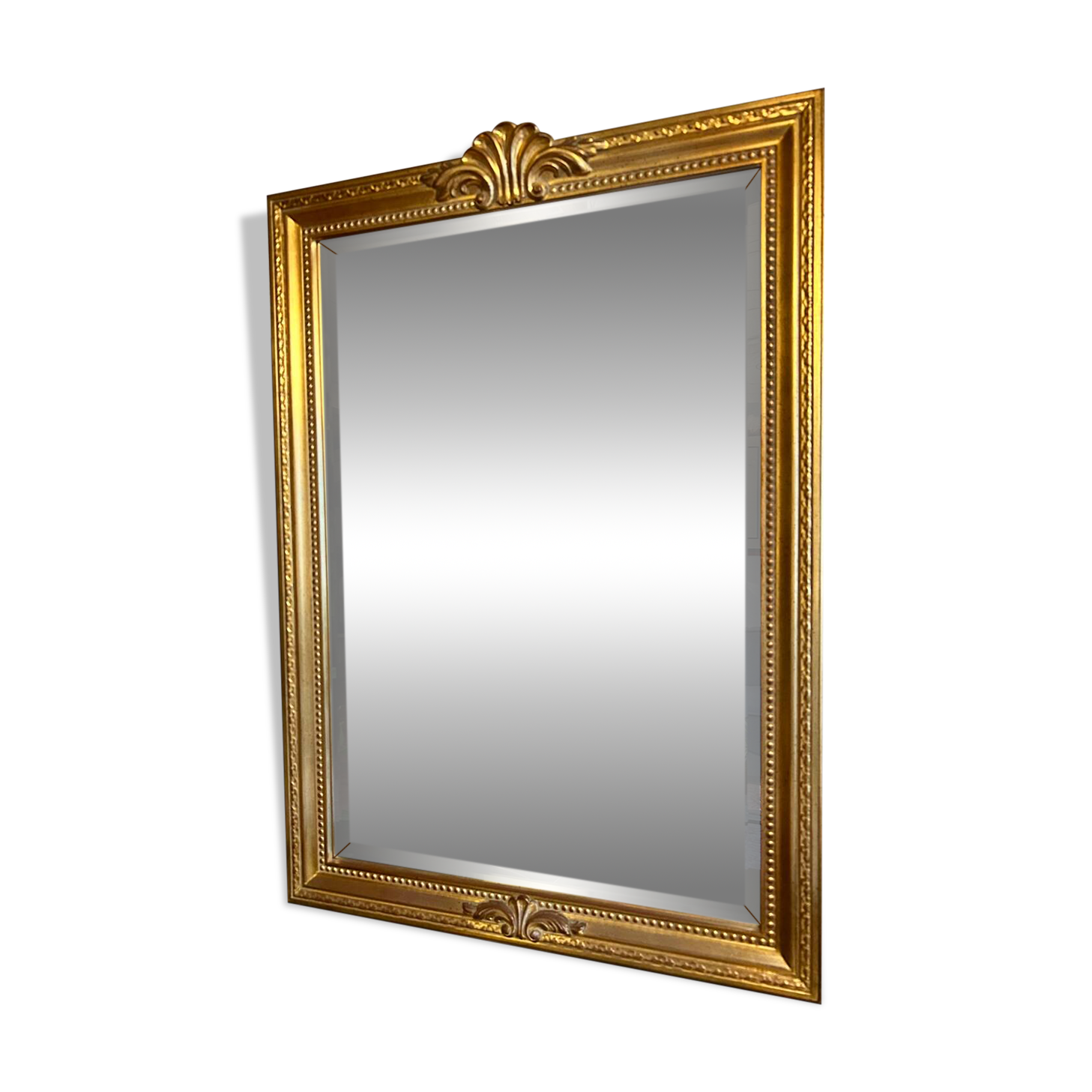 Large beveled mirror - Gold metal frame - Made in Belgium
