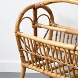 Vintage rattan magazine rack