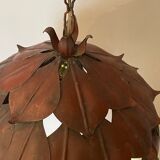 1970s metal chandelier Hans Kogl leaf patterns