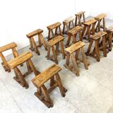Vintage oak stools, 1970