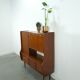 Teak veneer wall cabinet with flap, bar cabinet vintage