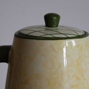 Vintage yellow and green ceramic coffee pot