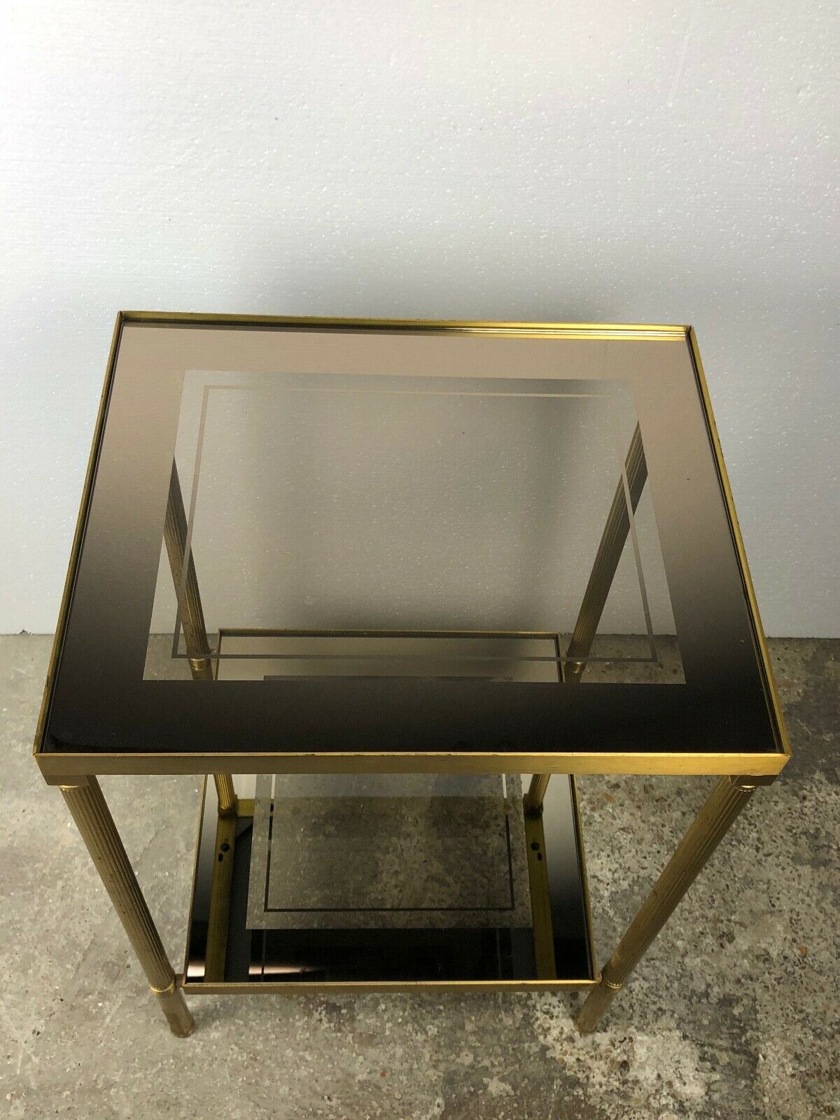 Bout de canapé table d'appoint vintage 70'S en verre et laiton