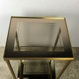 70'S vintage glass and brass sofa tip / side table