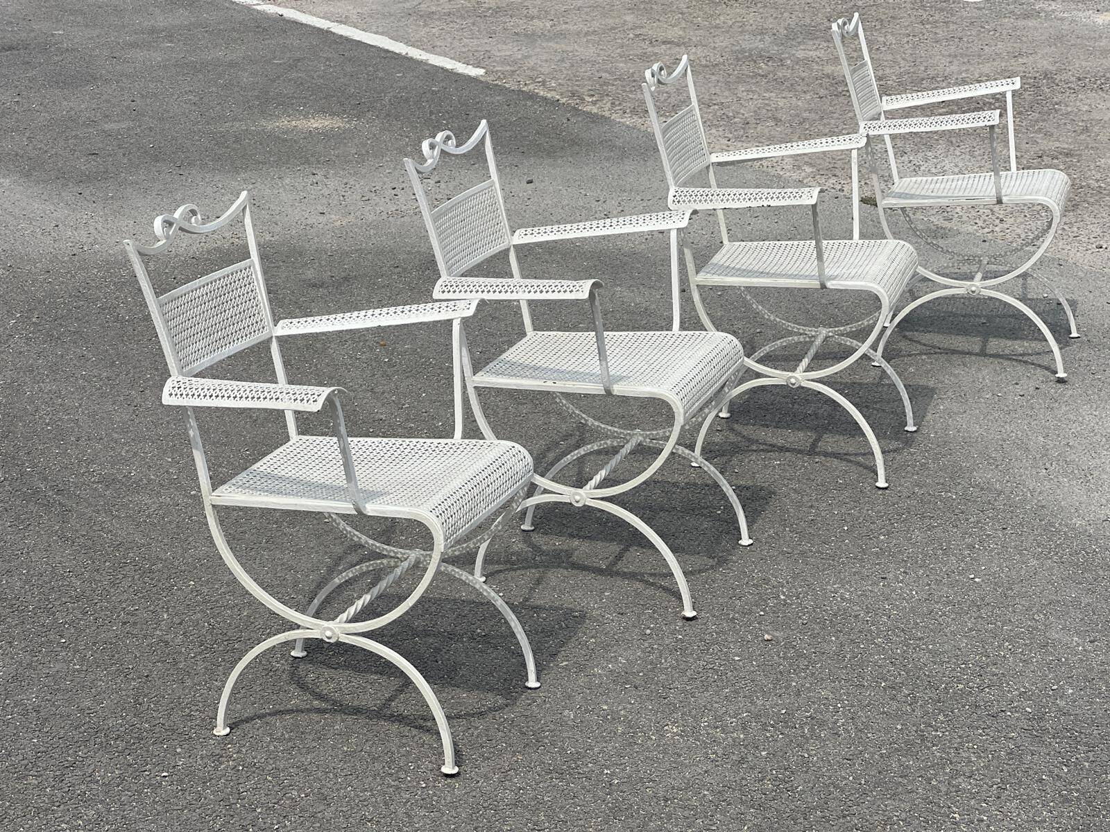 Garden set Maison Jansen in wrought iron 1960
