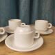 4 fours and 4 bistro coffee saucers