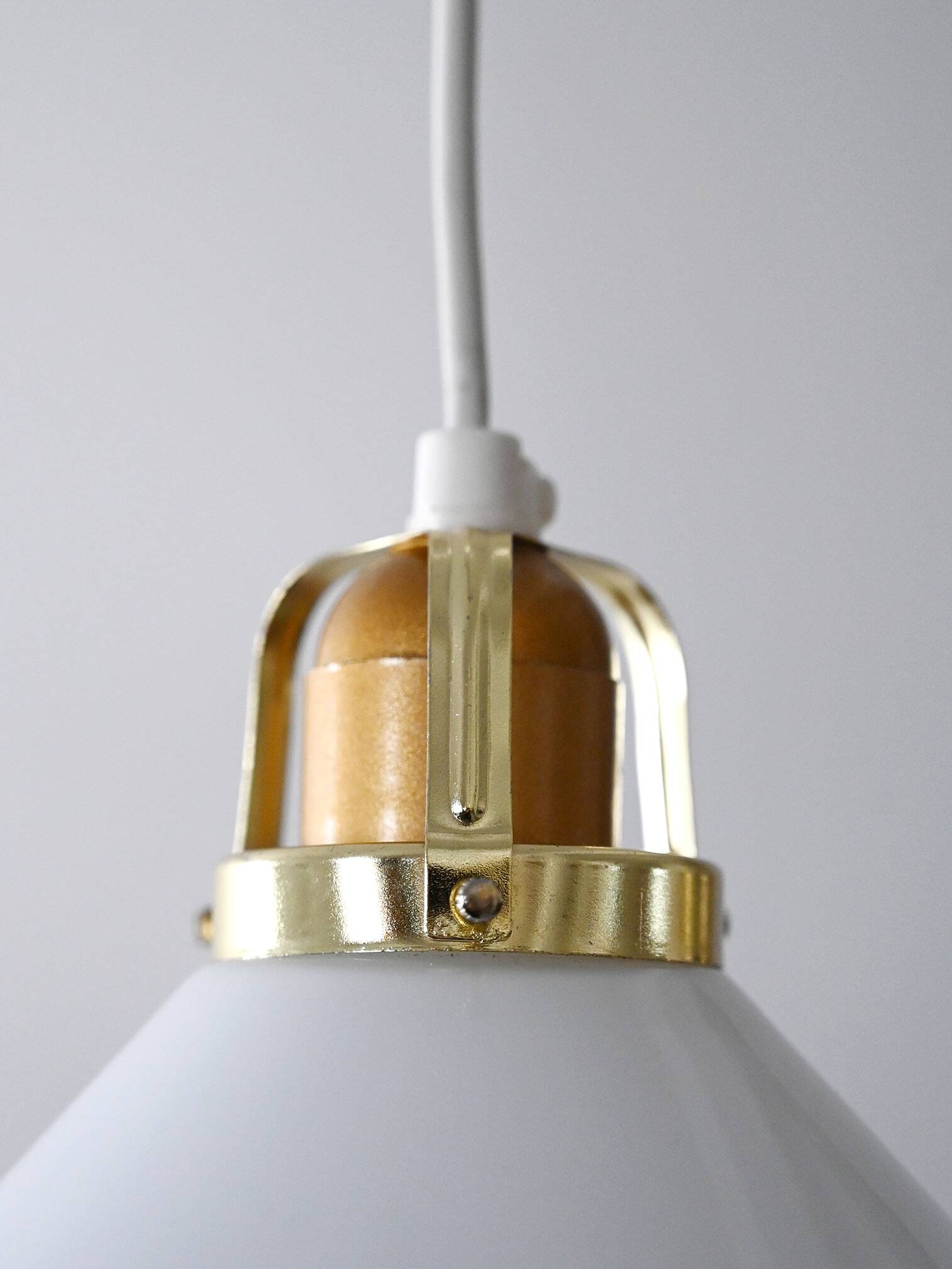 1950s Scandinavian pendant lamp in glass and brass