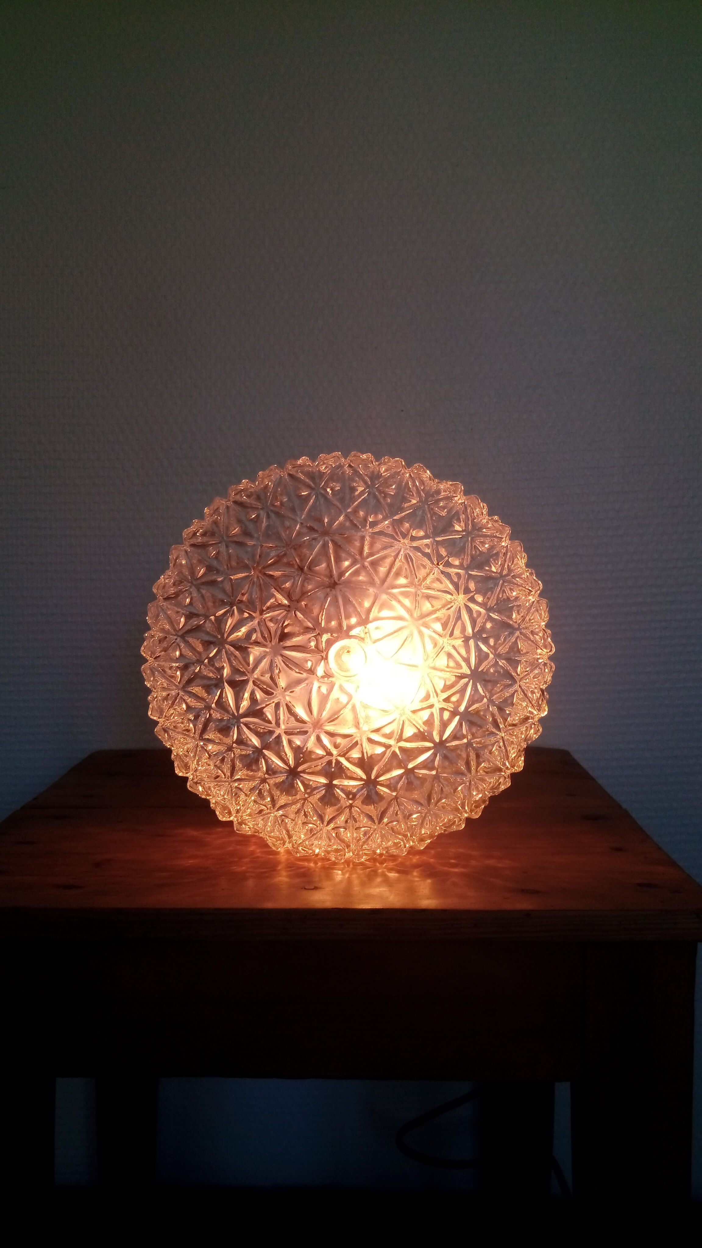 Ceiling / wall light round metal and glass - 50s