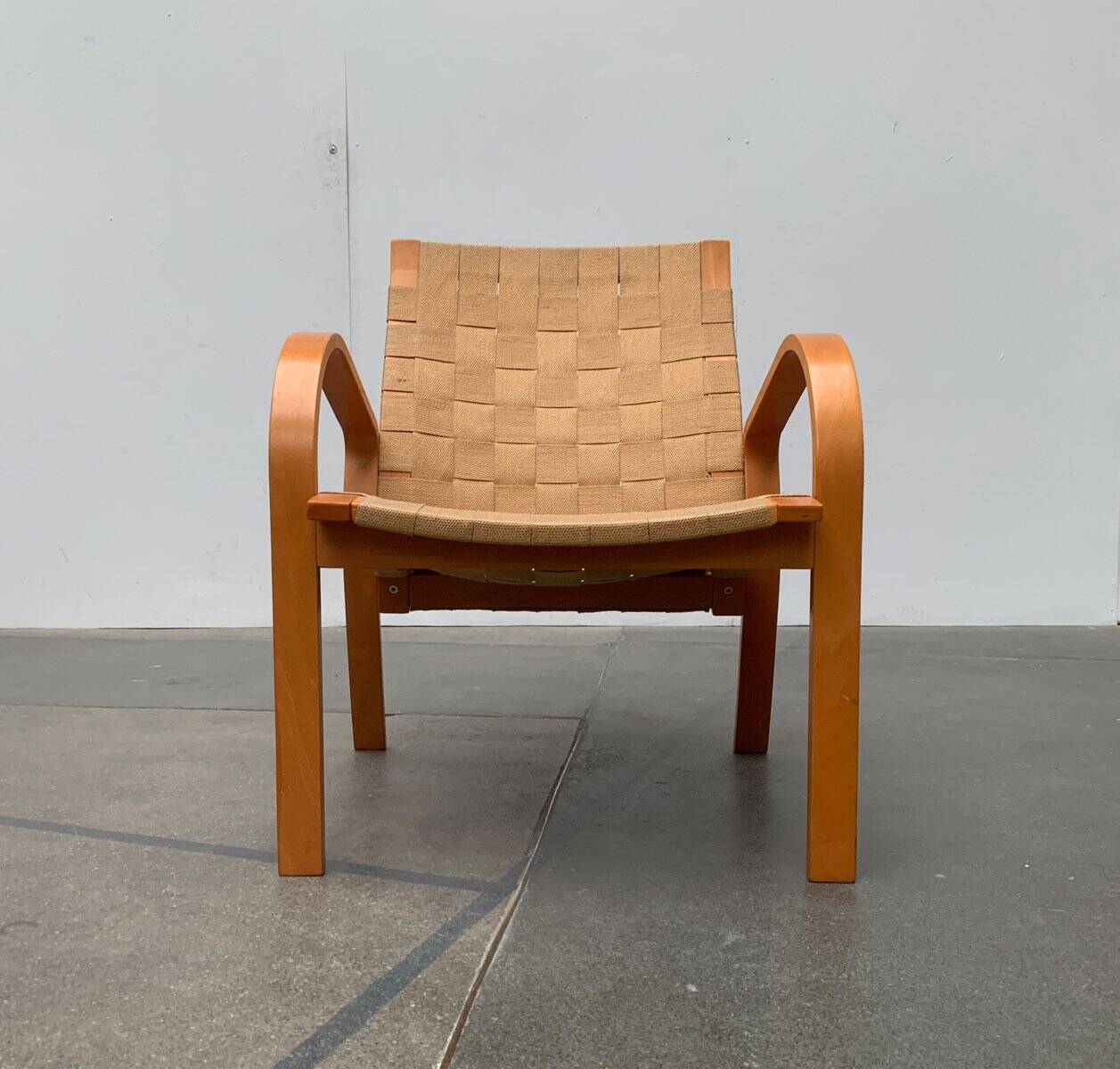 Vintage Scandinavian wooden armchair set
