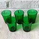 5 glasses 15 cl Retro emerald green tempered glass France