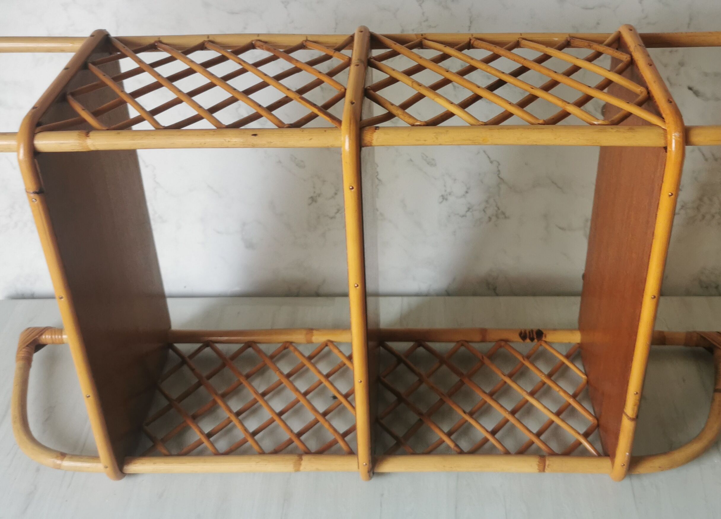 Vintage rattan wall shelf