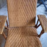 Chaise longue osier et bois