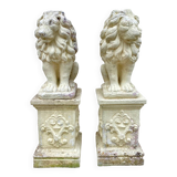 Pair of lion garden statues